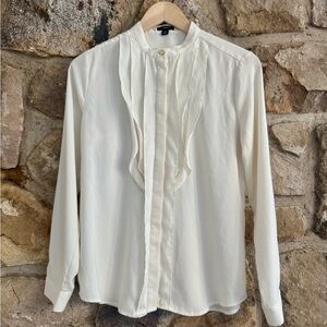 Ann Taylor ruffle ivory work blouse SP